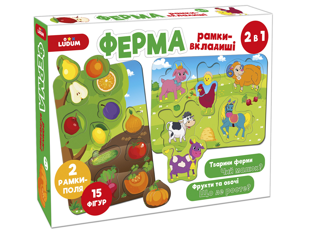 Игра настольная по методике Монтессори Ферма Рамки-вкладыши 2 в 1 ME5032-14  Ludum (ME5032-14) по доступной цене